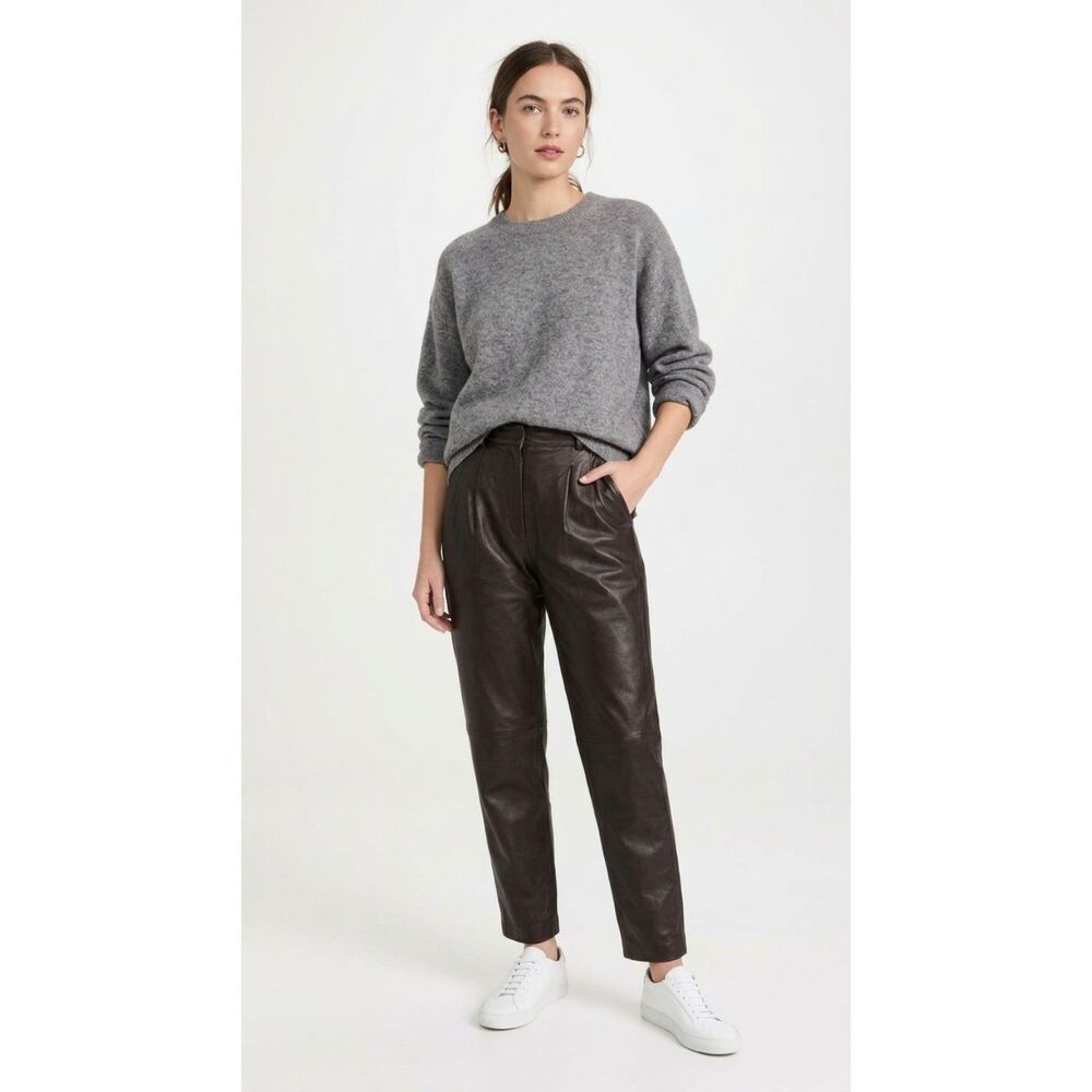 VTG Casual Corner 90s Y2K Genuine Leather High Rise Tapered Pants Dark Brown 10